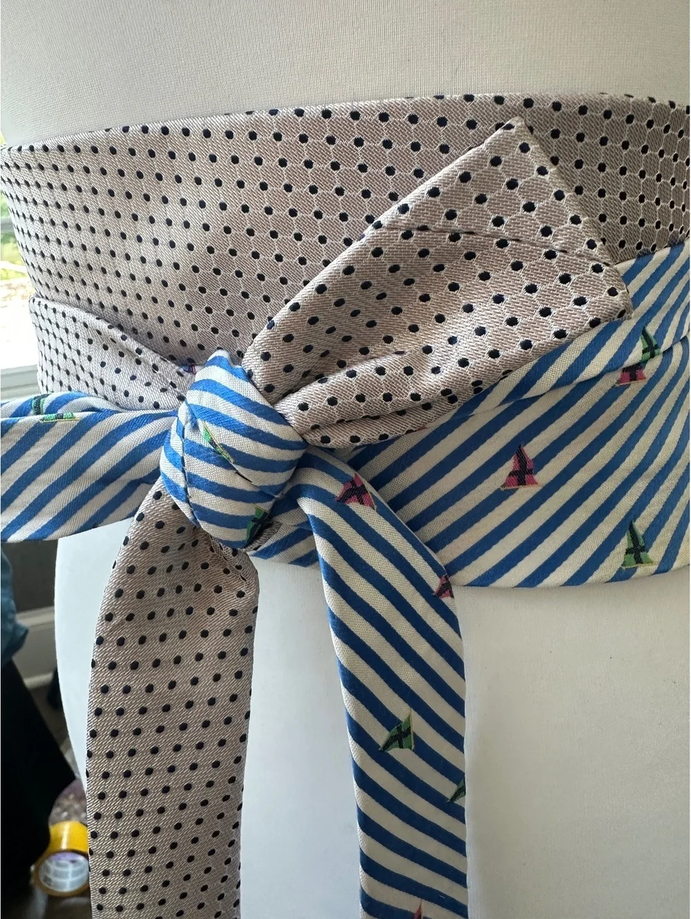 Silk Obi Belt Made From Men's Neckties | OOAK | OS